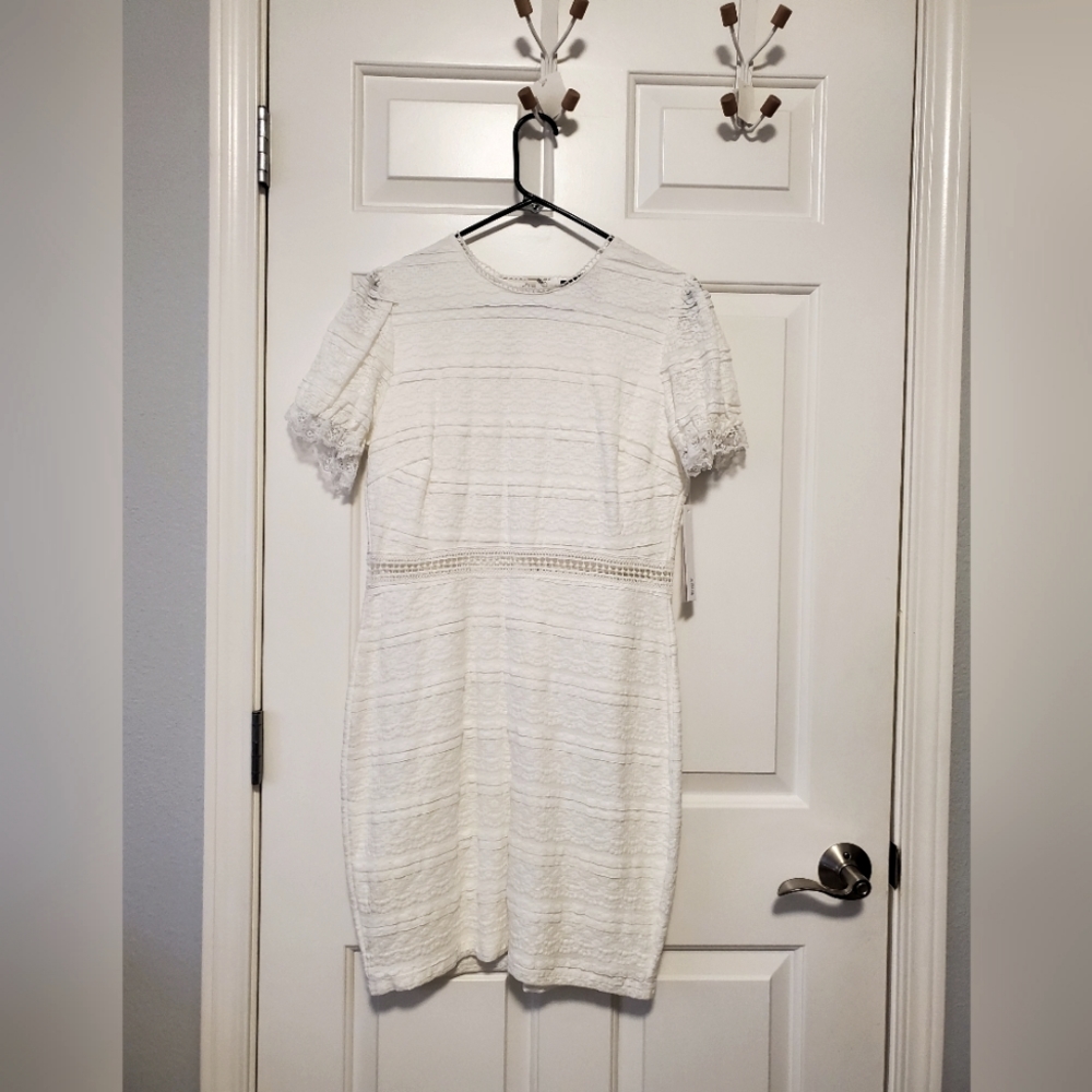 Brand New! White lace aqua dress